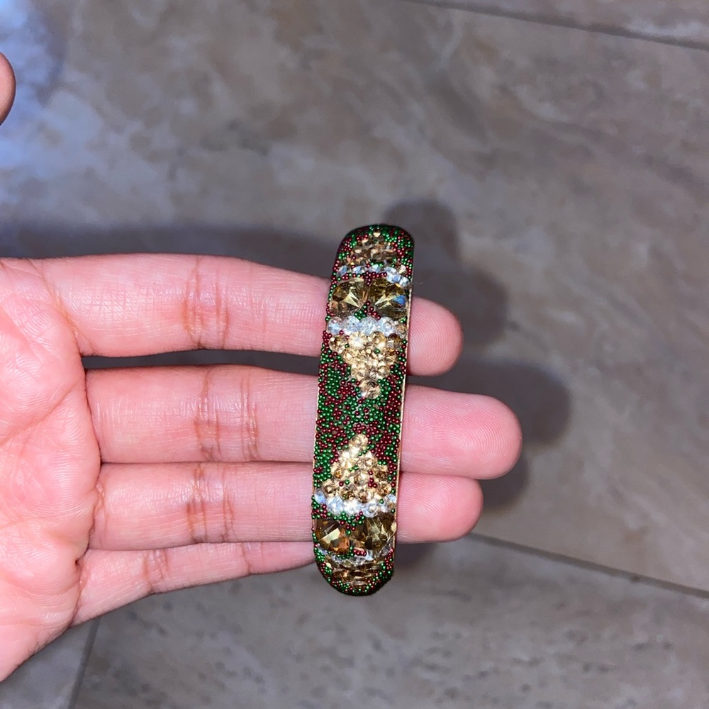 Beautiful Gold Red Green Beaded Bangle